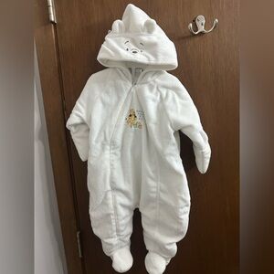 Disney Winnie the Pooh White Hooded Footie One Piece